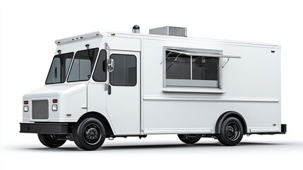 Naklejka premium Start your food truck business today with this clean white commercial vehicle, perfect for branding and mobile catering events