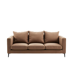 Obraz premium Brown Sofa with Cushions for Living Room with transparent background