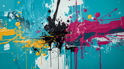 Vibrant abstract expressionism painting with bold colors creates a modern art statement piece for interior design