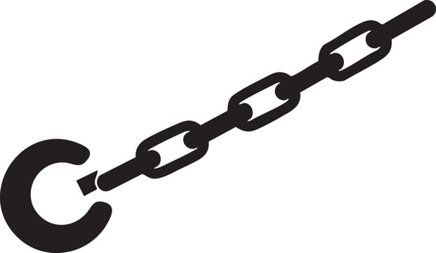 Trailer Safety Chain Silhouettes Vector Hook Icon