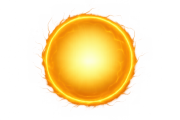 Glowing orange energy orb with electric plasma creating a powerful abstract sphere on transparent background
