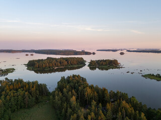 Fototapeta premium Archipelago in Baltic sea in Eastern Finland in an aerial drone shot