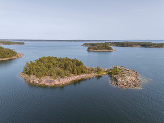 Aerial drone view to Finnish archipelago in Baltic sea