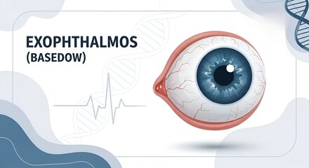 Exophthalmos (Basedow) - Medical illustration of protruding eye condition