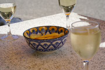 Aperitivo, glass of wine 