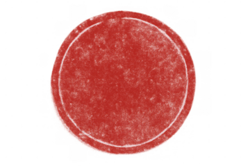 Red textured circle rubber stamp on a transparent background. Distressed empty seal for design elements and badges