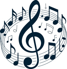 Download music notes and clef vector illustration for musical background design use