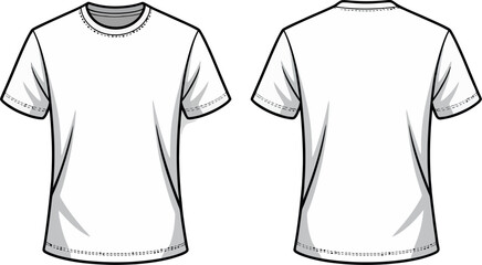 White t shirt template front and back view blank mockup for print design apparel fashion