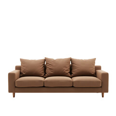 Brown Sofa with Cushions for Living Room with transparent background