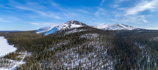 Aerial view to fells in Finland's Lapland near Ylläs © Julius