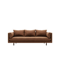 Brown Sofa with Cushions for Living Room with transparent background