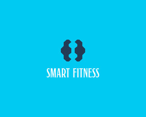 Abstract brain and dumbbell logo. Gym vector logotype. Smart fitness minimalistic sign.