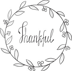Vector Thankful wreath illustration