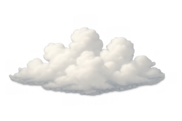 White fluffy cumulus cloud isolated on transparent background, adding to sky, weather, and nature scenes