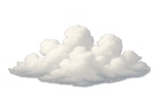 White fluffy cumulus cloud isolated on transparent background, adding to sky, weather, and nature scenes