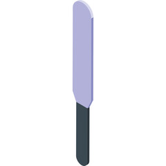 Isometric illustration of a light purple spatula with a dark gray handle on a transparent background