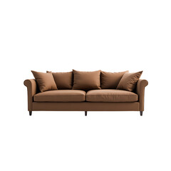 Brown Sofa with Cushions for Living Room with transparent background