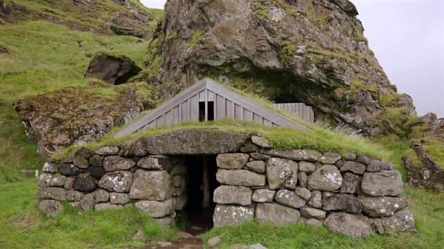 Historic Stone Building Built into Cliff