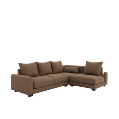 Brown Sofa with Cushions for Living Room with transparent background