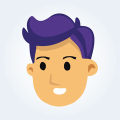 A character illustration of a boy's head with a spiky hair design