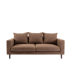 Brown Sofa with Cushions for Living Room with transparent background