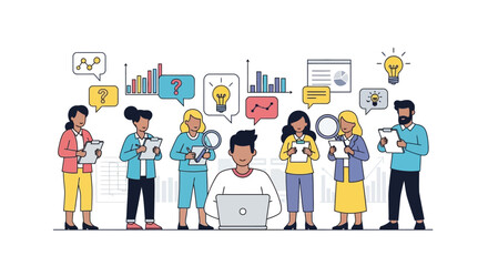 Obraz premium Collaborative diverse team analyzing data for business intelligence solutions