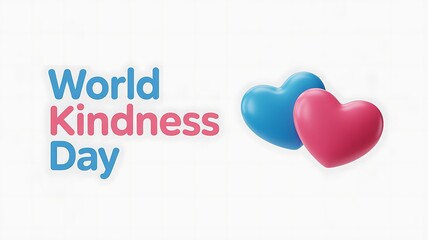 World kindness day graphic isolated on white background, featuring two hearts in blue and pink, symbolizing love and compassion on the annual celebration