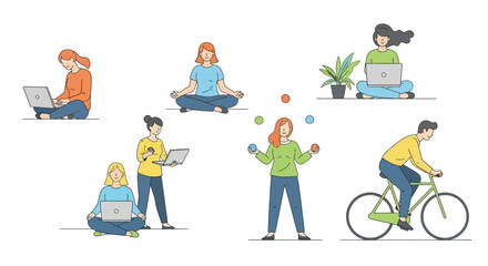 Lifestyle choices with digital integration and wellness activities concept