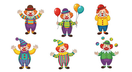 Fototapeta premium Joyful clowns spread cheer with balloons and juggling, capturing playful celebration and whimsical entertainment for festive events