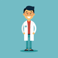 An illustration of a doctor standing in a lab coat with glasses