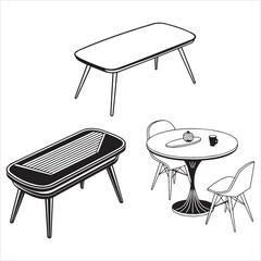 set of table icon vector silhouette