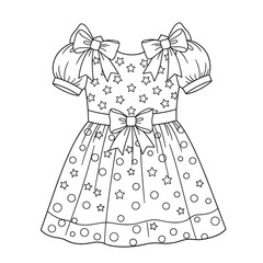 Cute Children's Dress with Bows and Star Patterns
