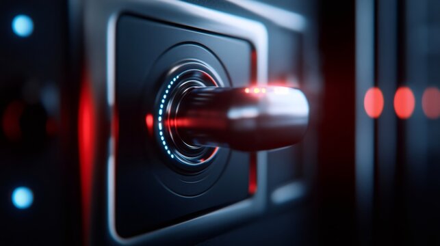 Server rack power button starting system with data lights - Powered by Adobe