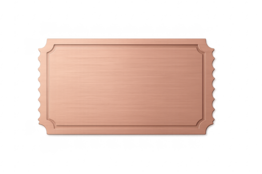 Empty brushed copper metal plate with scalloped frame