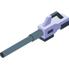 Isometric Illustration of a Gray Leaf Blower with a Light Purple Body and Black Handle on a White Background
