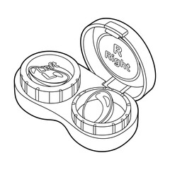 Contact Lens Case with Left and Right Lenses Illustration
