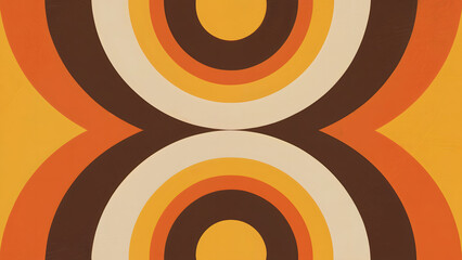 Groovy Vintage Brown Orange Beige Yellow Swirl Spiral Wallpaper Illustration - retro background