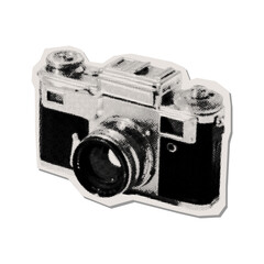 Retro Halftone Camera Dotted Collage Graphic