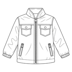 Children's Jacket with Zipper and Pockets Illustration
