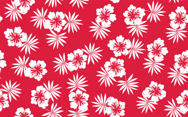 Seamless floral pattern based on traditional folk art ornaments. Colorful flowers on color background. Scandinavian style. Sweden nordic style. Vector illustration. Simple minimalistic pattern.