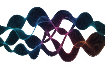 Digital flowing wavy lines creating abstract particle network, modern technology background with transparent effect