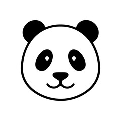 Fototapeta premium Simple black and white line art vector illustration of a friendly panda bear face, capturing its endearing expression for nature and animal-themed designs