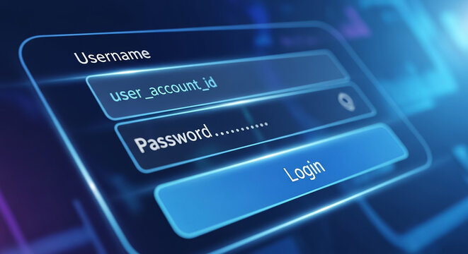 Digital security login interface showing username password fields