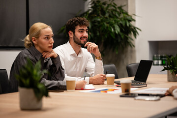 Business people attending office corporate meeting
