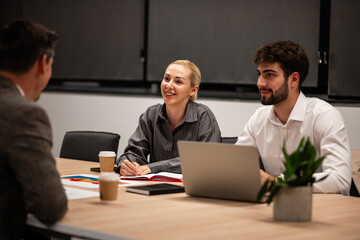 Business people having corporate discussion during meeting
