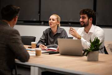 Corporate professionals collaborating during office business meeting