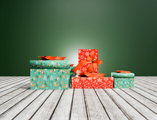 Merry christmas gift boxes background 