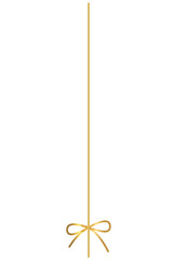 Vector golden hanging ribbon bow design element isolated on white background. 