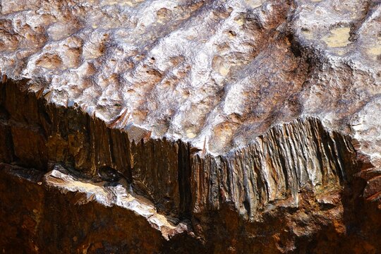 Close-up of the famous Hoba meteorite near Grootfontein, Namibia, Africa. The iron meteorite weighs up to 60 tonnes and struck the Earth 80,000 years ago.