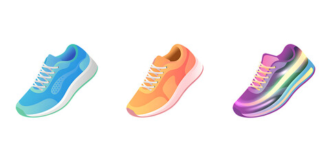Colorful Athletic Shoes in Modern Designs &ndash; Fashionable Sports Footwear PNG